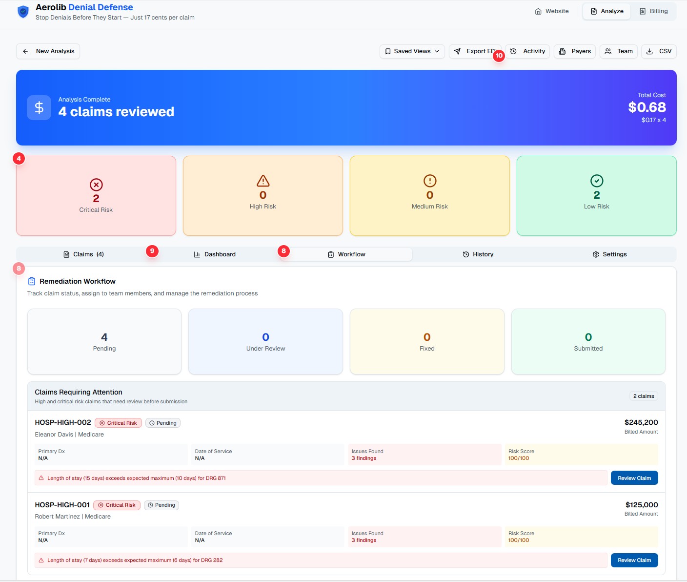 Workflow management with team assignments and status tracking